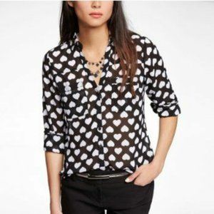 Express Hearts Sheer Button Up Portifino Shirt